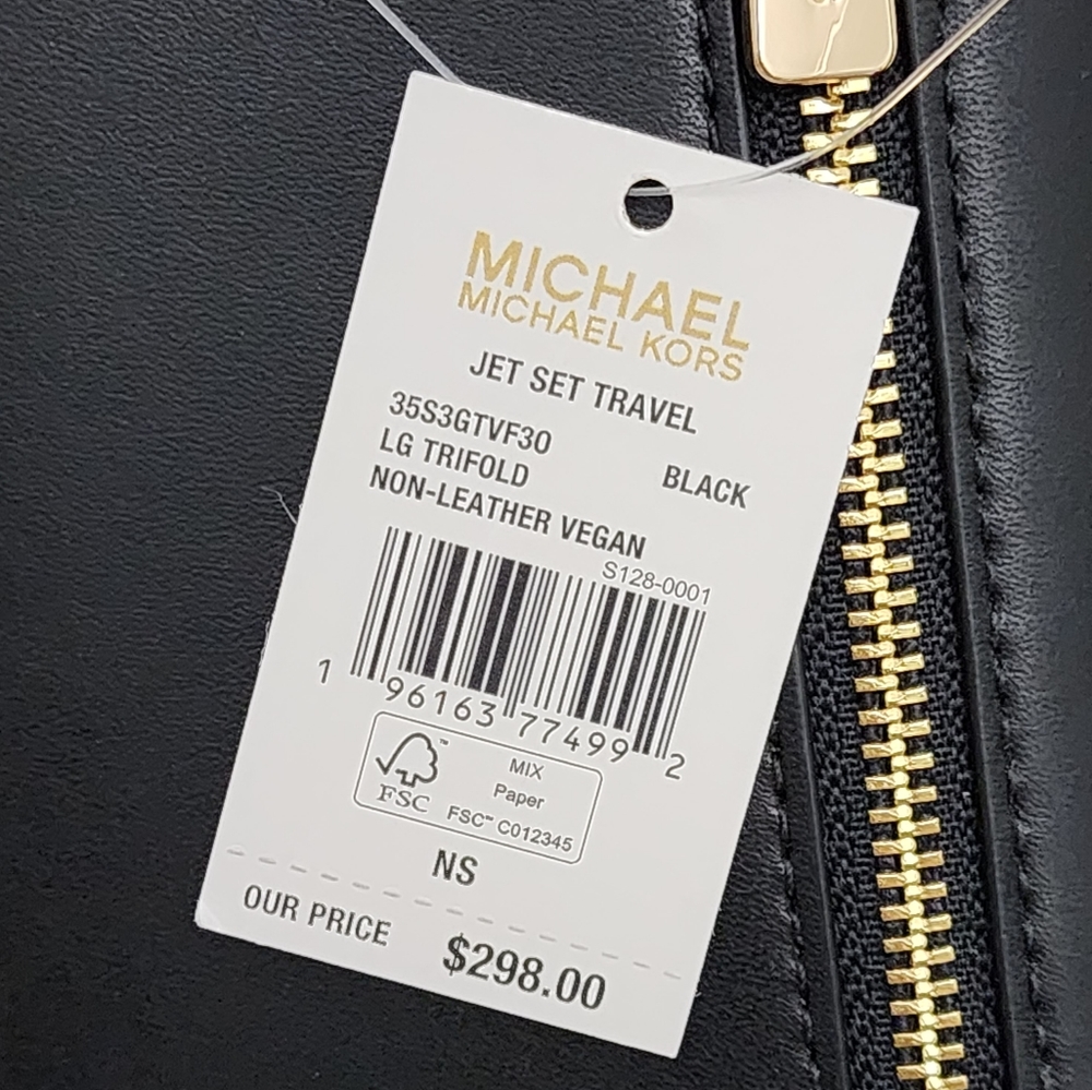 Michael Kors Jet Set Studded Trifold Wallet Black - Picture 5 of 6